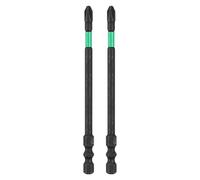 sourcing map Lot de 2 embouts de tournevis à percussion d'électricien FPH2 de 10,2 cm avec tige hexagonale S2 magnétique fendue Phillips pour disjoncteur à air électrique, noir/vert