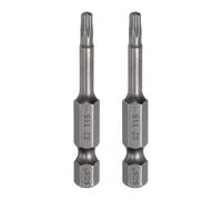 sourcing map Lot de 2 embouts de tournevis à tête Torx T15 6,35 mm Tige hexagonale 50 mm de long Magnétique sans trou Inviolable 6 points Étoile Tournevis visseurs industriels S2