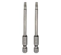 sourcing map Lot de 2 embouts de tournevis à tête Torx T15 6,35 mm Tige hexagonale 75 mm de long Magnétique sans trou Inviolable 6 points Étoile Tournevis visseurs industriels S2