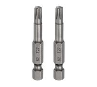 sourcing map Lot de 2 embouts de tournevis à tête Torx T27 6,35 mm Tige hexagonale 50 mm de long Magnétique sans trou Inviolable 6 points Étoile Tournevis visseurs industriels S2