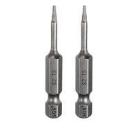 sourcing map Lot de 2 embouts de tournevis à tête Torx T5 6,35 mm Tige hexagonale 50 mm de long Magnétique sans trou Inviolable 6 points Étoile Tournevis visseurs industriels