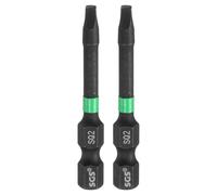 sourcing map Lot de 2 embouts de tournevis carrés de 50 mm de long en acier S2 SQ2 avec tige hexagonale de 6,35 mm pour réparation de précision d'électricien, mécanicien