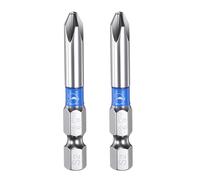 sourcing map Lot de 2 embouts de tournevis cruciformes à impact PH2 6,35 mm, tige hexagonale de 50 mm de long, tige de 0,6 cm, forets magnétiques à tête cruciforme en acier S2 amélioré, outil de