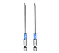 sourcing map Lot de 2 embouts de tournevis cruciformes à impact PH2 avec tige hexagonale de 4in / 100 mm de long et tige de 0,41 cm de long - Forets cruciformes magnétiques en acier S2 - Outil de
