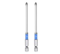 sourcing map Lot de 2 embouts de tournevis cruciformes PH1 à tige hexagonale 100 mm de long avec tige magnétique en acier S2 pour polissage miroir