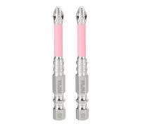 sourcing map Lot de 2 embouts de tournevis cruciformes PH2 à tige hexagonale 6,6 cm (65 mm) magnétiques antidérapants à tête cruciforme K5 en acier, rose