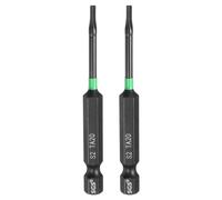 sourcing map Lot de 2 embouts de tournevis triangulaires 70 mm de long en acier S2 TA20 avec tige hexagonale de 6,35 mm pour réparation de précision d'électricien, mécanicien