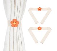sourcing map Lot de 2 embrasses de rideaux en forme de fleur mignonnes - Pinces décoratives faites à la main pour la décoration de la maison et du bureau - Orange à cinq pétales