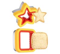 sourcing map Lot de 2 emporte-pièces et scellants pour sandwich, moule à pain, accessoire carré en forme d'étoile pour boîte à déjeuner, biscuits, déjeuner, cadeau Bento, rouge/jaune