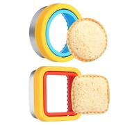 sourcing map Lot de 2 emporte-pièces et scellants pour sandwich, moules à pain, accessoires de déjeuner carrés et ronds pour boîte à déjeuner, biscuits, déjeuner, cadeau Bento, rouge/jaune/bleu