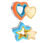 sourcing map Lot de 2 emporte-pièces et scellants pour sandwichs, moules à pain, accessoires de déjeuner en forme de cœur et d'étoile pour boîte à déjeuner, biscuits, déjeuner, cadeau Bento Bleu