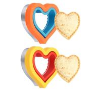 sourcing map Lot de 2 emporte-pièces mignons en forme de cœur pour boîte à déjeuner - Rouge/jaune/bleu/orange