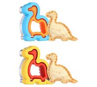 sourcing map Lot de 2 emporte-pièces mignons en forme de dinosaure pour boîte à déjeuner - Rouge/jaune/orange/bleu