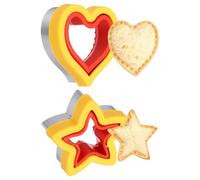 sourcing map Lot de 2 emporte-pièces mignons pour sandwichs, coupe-pain, accessoires de déjeuner, en forme de cœur et d'étoile pour boîte à déjeuner, biscuits, déjeuner, cadeau Bento, rouge/jaune