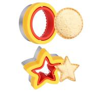 sourcing map Lot de 2 emporte-pièces mignons pour sandwichs, coupe-pain, accessoires de déjeuner en forme d'étoile ronde pour boîte à déjeuner, biscuits, déjeuner, cadeau Bento, rouge/jaune