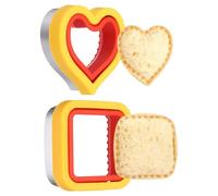 sourcing map Lot de 2 emporte-pièces mignons pour sandwichs, coupe-pain, accessoires de déjeuner en forme de cœur carré pour boîte à déjeuner, biscuits, déjeuner, cadeau Bento, rouge/jaune