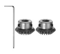 sourcing map Lot de 2 engrenages biseautés de 1,5 m, 20 dents, trou d'arbre de 10 mm, pignon conique 1:1 en acier 45#, module 1,5, direction à 90 degrés avec trou de fixation M5, pour rotation