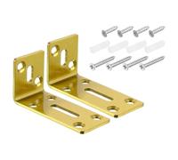 sourcing map Lot de 2 équerres d'angle en forme de L 80 x 35 x 40 mm - Code d'angle réglable en acier inoxydable, équerre à fente à 90 degrés pour réparation de meubles à monter soi-même (doré)