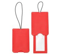 sourcing map Lot de 2 étiquettes de valise, en cuir rouge, accessoires de voyage, accessoires de voyage en avion, accessoires de voyage essentiels pour vol, hôtel, bagages, sacs pour hommes et femmes,