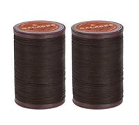 sourcing map Lot de 2 fils ronds cirés pour couture de cuir, 80 m de fil de cire en polyester, 0,55 mm, pour travaux manuels du cuir, reliure, bracelets tressés, gris étain