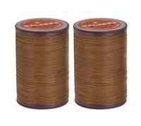 sourcing map Lot de 2 fils ronds cirés pour couture de cuir, 80 m de fil de cire en polyester, 0,55 mm, pour travaux manuels du cuir, reliure, bracelets tressés, marron selle