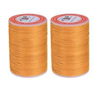 sourcing map Lot de 2 fils ronds cirés pour couture de cuir, 85 m de fil de cire en polyester, 0,65 mm, pour artisanat du cuir, reliure, bracelets, tressé, orange soleil