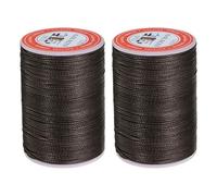 sourcing map Lot de 2 fils ronds cirés pour couture de cuir, 85 m de fil de cire en polyester, 0,65 mm, pour artisanat du cuir, reliure, bracelets, tressé, gris étain