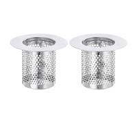 sourcing map Lot de 2 filtres de vidange de douche, 5,1 x 6,3 cm, en acier inoxydable, attrape-cheveux pour cuisine, salle de bain, balcon, siphon de sol, convient aux trous de 4 cm à 6,5 cm