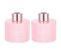 sourcing map Lot de 2 flacons diffuseurs vides en verre - 140 ml - Rechargeable - Accessoires de parfum d'aromathérapie - Pour diffuseur de parfum - Rose avec bouchon doré