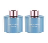sourcing map Lot de 2 flacons diffuseurs vides en verre de 140 ml, rechargeables, accessoires de parfum, aromathérapie, diffuseur à roseaux, bricolage, maison, salle de bain, bleu avec bouchon doré