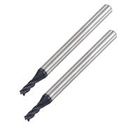 sourcing map Lot de 2 fraises à bout carré de 2,5 mm de diamètre en carbure solide avec revêtement AlTiN CNC à 4 cannelures HRC45 avec tige de 4 mm et longueur de 50 mm