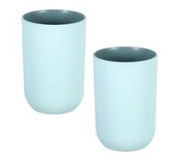 sourcing map Lot de 2 gobelets en plastique, incassables, réutilisables, pour salle de bain, bain de bouche, brosse à dents, bleu clair