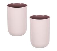 sourcing map Lot de 2 gobelets en plastique, incassables, réutilisables, pour salle de bain, bain de bouche, brosse à dents, rose