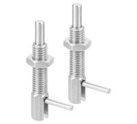 sourcing map Lot de 2 goupilles de piston d'indexation rétractables, M10 L, en acier inoxydable, loquet à ressort télescopique, goupille de verrouillage avec écrou pour machines de construction navale