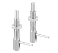 sourcing map Lot de 2 goupilles de piston d'indexation rétractables, M8 L, en acier inoxydable, loquet à ressort télescopique, goupille de verrouillage avec écrou pour machines de construction navale