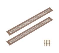 sourcing map Lot de 2 grilles d'aération rectangulaires en alliage d'aluminium avec vis de montage pour porte, armoire, armoire, 500 x 50 mm, marron