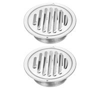 sourcing map Lot de 2 grilles d'aération rondes en acier inoxydable de 110 mm avec grille d'aération pour montage mural, plafond, salle de bain, garage, grenier