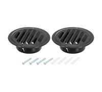 sourcing map Lot de 2 grilles d'aération rondes en acier inoxydable de 7,6 cm pour grille d'aération de salle de bain et grenier - Noir