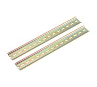 sourcing map Lot de 2 guides de montage en fer à fente pour rail DIN, 350 mm de long, 35 mm de large, 6,5 mm de haut, ton bronze