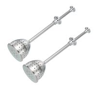 sourcing map Lot de 2 infuseurs à thé en acier inoxydable pour feuilles en vrac - Avec poignée réglable - Pour tasse et théière - En forme de demi-sphère - Argenté