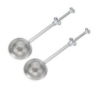 sourcing map Lot de 2 infuseurs à thé en acier inoxydable pour feuilles en vrac - Avec poignée réglable - Pour tasse et théière - En forme de boule - Argenté