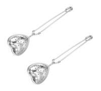 sourcing map Lot de 2 infuseurs à thé en acier inoxydable pour tasse et théière, infuseur à thé à long manche pour salon de thé, bureau, maison, en forme de cœur, argenté