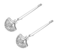 sourcing map Lot de 2 infuseurs à thé en acier inoxydable pour tasse et théière, infuseur à thé à long manche pour salon de thé, bureau, maison, en forme de coquille, argenté