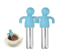 sourcing map Lot de 2 infuseurs à thé mignons en acier inoxydable avec poignée en silicone réutilisable à pores grossiers pour tasses à thé, théières, tasses, bleu ciel
