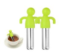 sourcing map Lot de 2 infuseurs à thé mignons en acier inoxydable avec poignée en silicone - Réutilisable - Pour tasses à thé, théières, tasses - Vert clair