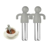 sourcing map Lot de 2 infuseurs à thé mignons en acier inoxydable avec poignée en silicone - Réutilisables - Pour tasses à thé, théières, tasses - Gris clair
