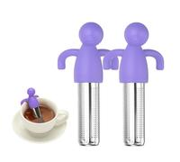 sourcing map Lot de 2 infuseurs à thé mignons en acier inoxydable avec poignée en silicone - Réutilisables - Pour tasses à thé, théières, tasses - Violet