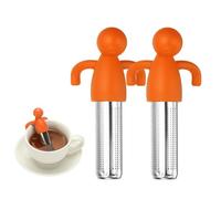 sourcing map Lot de 2 infuseurs à thé mignons en acier inoxydable avec poignée en silicone - Réutilisables - Pour tasses à thé, théières, tasses - Orange