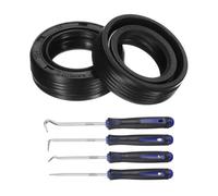 sourcing map Lot de 2 joints d'huile, 14 x 22 x 7 mm en caoutchouc nitrile TC double lèvre avec kit de crochet et ressort pour arbre de roulement mécanique automobile, noir
