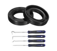sourcing map Lot de 2 joints d'huile, 20 x 34 x 7 mm en caoutchouc nitrile TC à double lèvre avec kit de crochet et ressort pour arbre de roulement mécanique automobile, noir